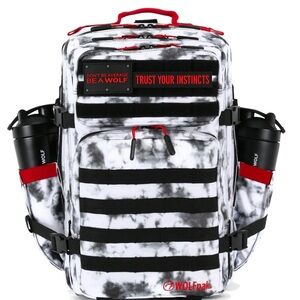 Wolfpak 45L Black, White, Red Striped Backpack